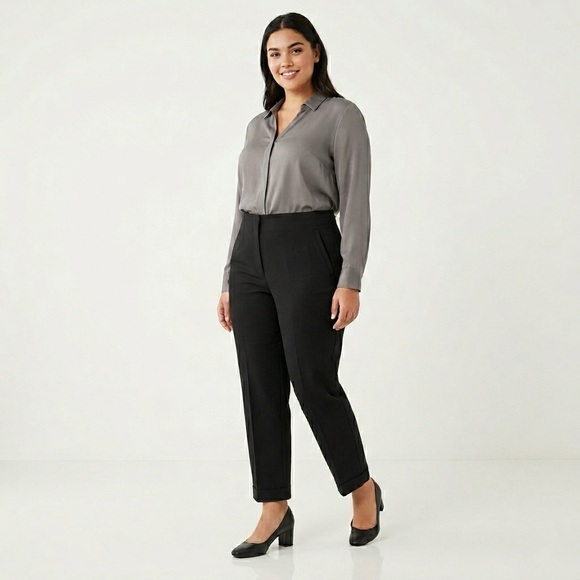 Reitmans Pants - Classic High-Waist Black Tapered Pants - Black